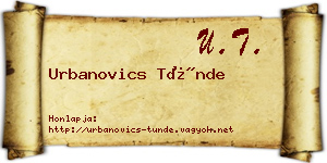 Urbanovics Tünde névjegykártya